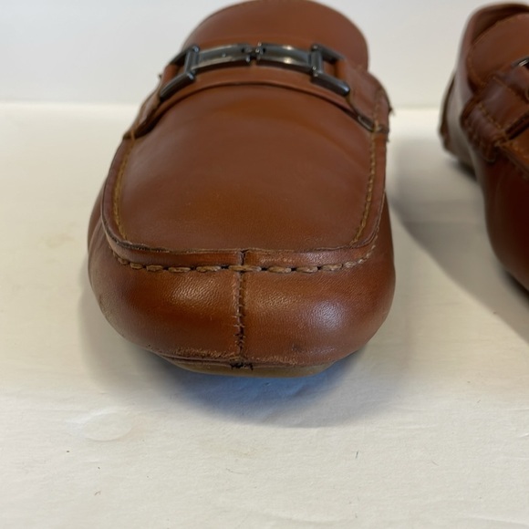 Calvin Klein Magnus Brown Leather Driving Loafers with Metallic Detail - Picture 11 of 12